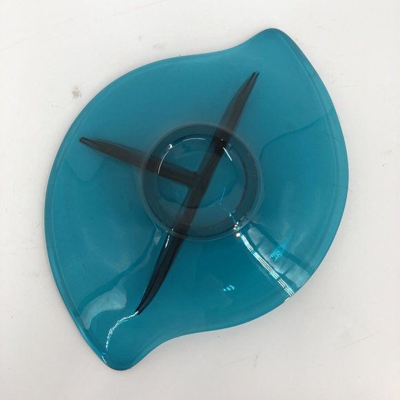 Viking MCM Atomic Glass Teal Bluetique Epic 3 Section Divided Relish Dish 1957 - Picture 5 of 8